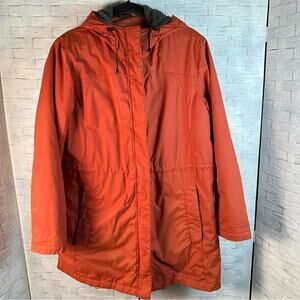 L.L. Bean Womens Winter Fleece Hooded Coat pockets rain snow resistant plus size